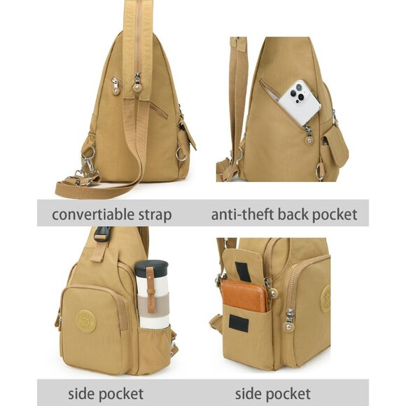 Black Convertible Small Backpack for Women, Anti-theft Daypack with 8 Pockets, W - Picture 4 of 6